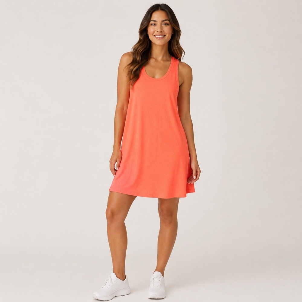 Fabletics Pryor Dress SS Coral Twist Racerback Mini NWT